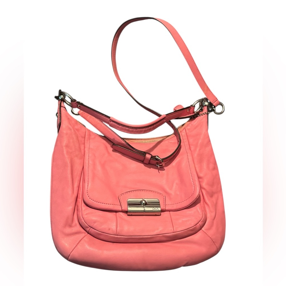 Pink Leather Coach Shoulder Bag Kristin Hobo